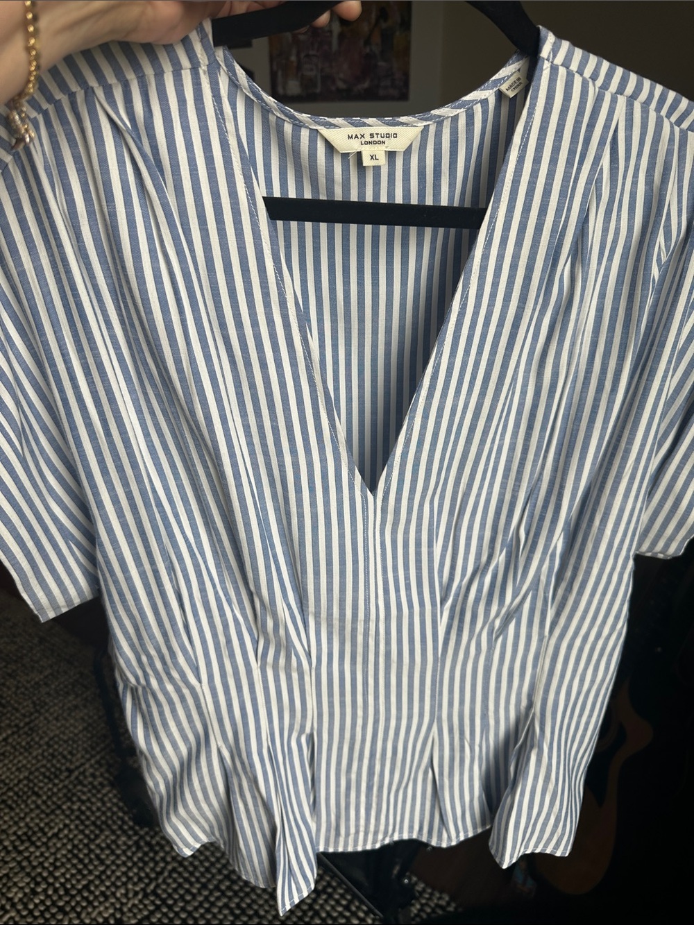 Max Studio Blue and White Striped blouse